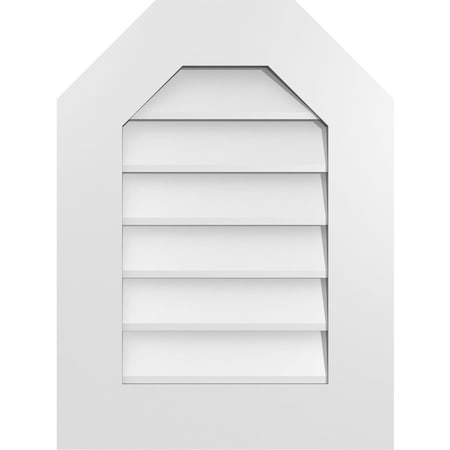 Ekena Millwork Octagonal Top Surface Mount PVC Gable Vent w/ 3-1/2"W x 1"P Standard Frame, 18"W x 24"H GVPOT18X2401SN